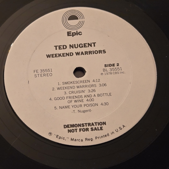 Ted Nugent Weekend warriors vintage vinyl record album pristine condition - Picture 9 of 9
